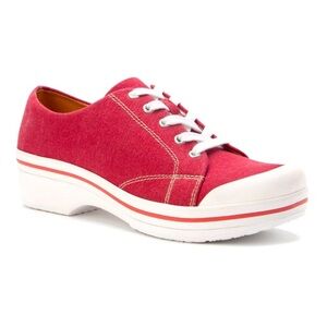 Dansko Veda Red Canvas Ladies Clogs